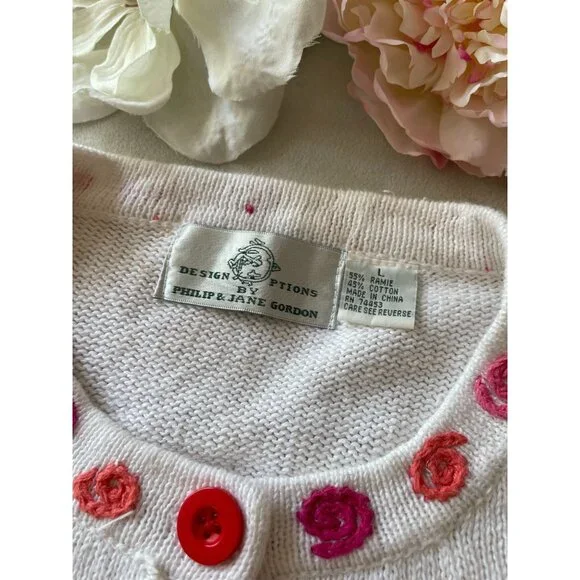 Vtg Design Option by Philip & Jane Gordon Flamingo Themed Knit Cardigan Sweater - Picture 7 of 11